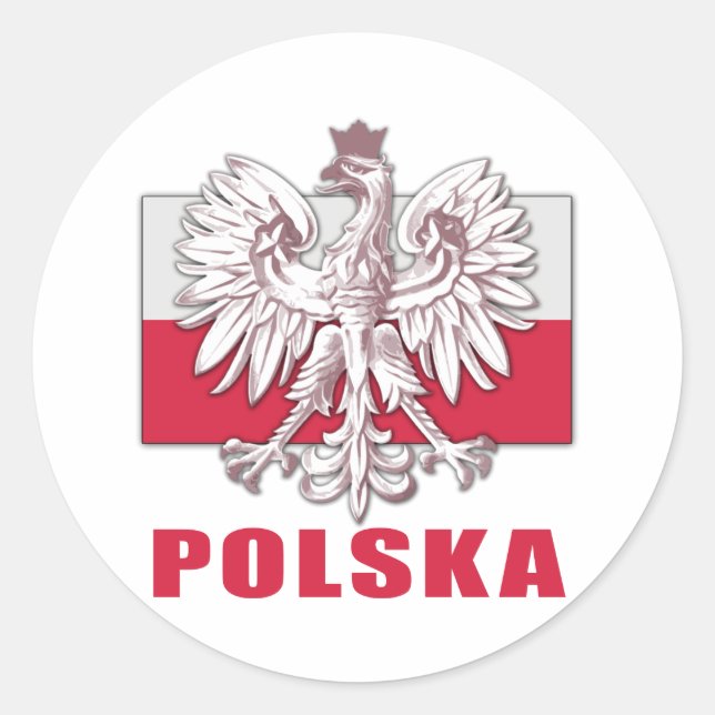 Pegatina Redonda Escudo de armas de Polonia Polska (Anverso)