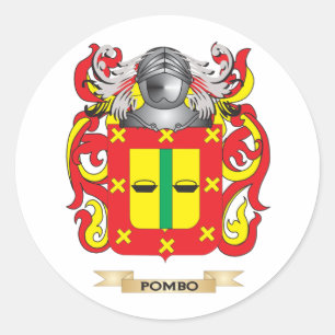 Pegatina Redonda Escudo de armas de Pombo (reposo familiar)