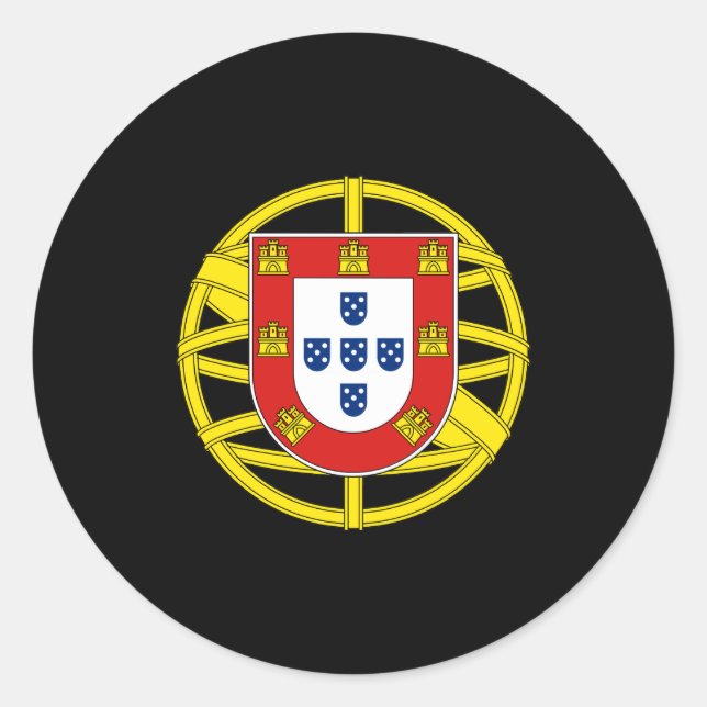 Pegatina Redonda Escudo de armas de Portugal (Anverso)