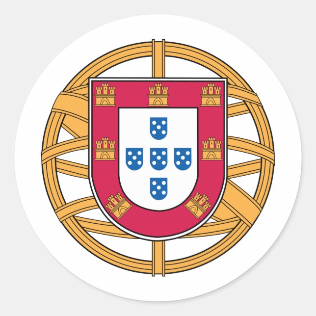 Pegatina Redonda Escudo de armas de Portugal (Anverso)