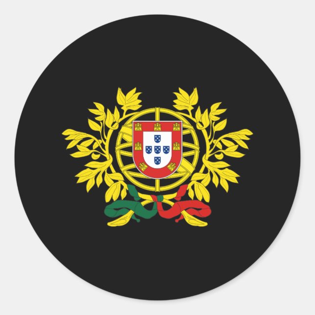 Pegatina Redonda Escudo de armas de Portugal (Anverso)