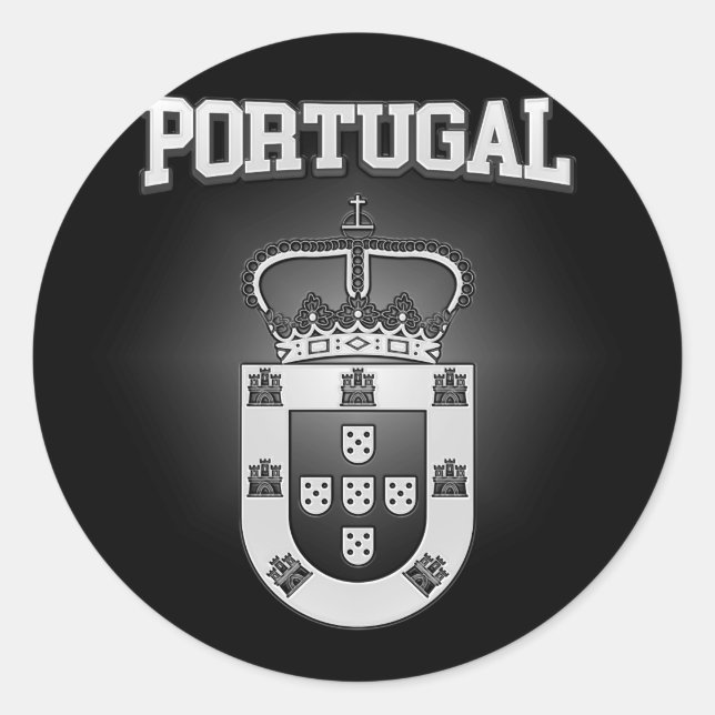 Pegatina Redonda Escudo de armas de Portugal (Anverso)