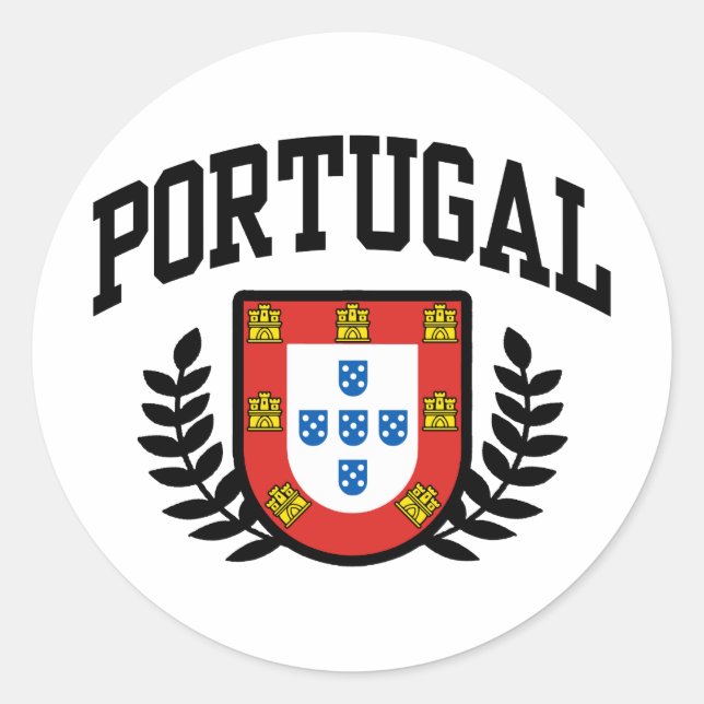 Pegatina Redonda Escudo de armas de Portugal (Anverso)