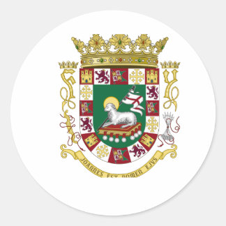 Pegatina Redonda Escudo de armas de Puerto Rico