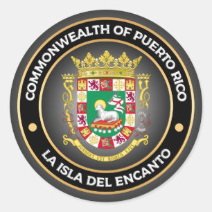 Pegatina Redonda Escudo de armas de Puerto Rico