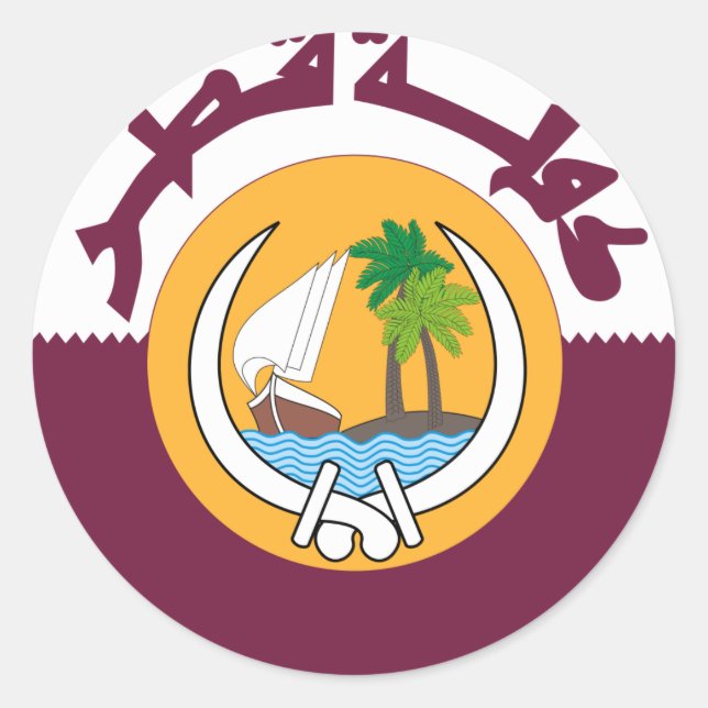 Pegatina Redonda escudo de armas de qatar (Anverso)