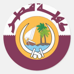 Pegatina Redonda escudo de armas de Qatar