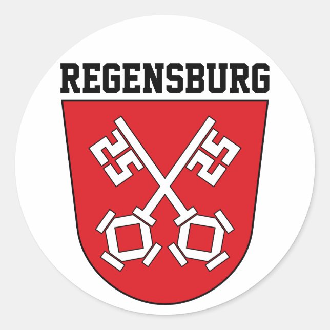 Pegatina Redonda Escudo de armas de Regensburg (Alemania) (Anverso)