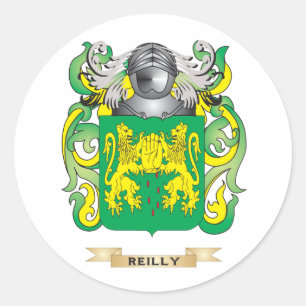 Pegatina Redonda Escudo de armas de Reilly (escudo de la familia)