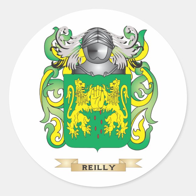 Pegatina Redonda Escudo de armas de Reilly (escudo familiar) (Anverso)