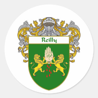 Pegatina Redonda Escudo de armas de Reilly (Mantled)