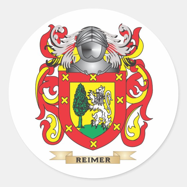 Pegatina Redonda Escudo de armas de Reimer (escudo de la familia) (Anverso)