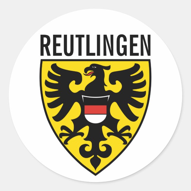 Pegatina Redonda Escudo de armas de Reutlingen, Alemania (Anverso)