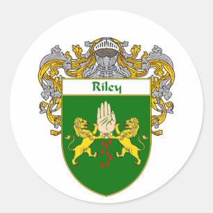 Pegatina Redonda Escudo de armas de Riley (cubierto)