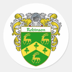 Pegatina Redonda Escudo de armas de Robinson (cubierto)
