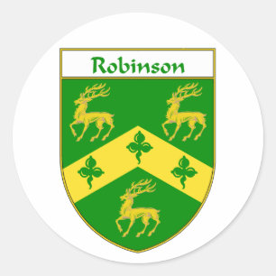 Pegatina Redonda Escudo de armas de Robinson/escudo de la familia