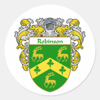 Pegatina Redonda Escudo de armas de Robinson (Mantled)