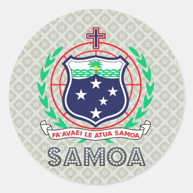 Pegatina Redonda Escudo de armas de Samoa (Anverso)