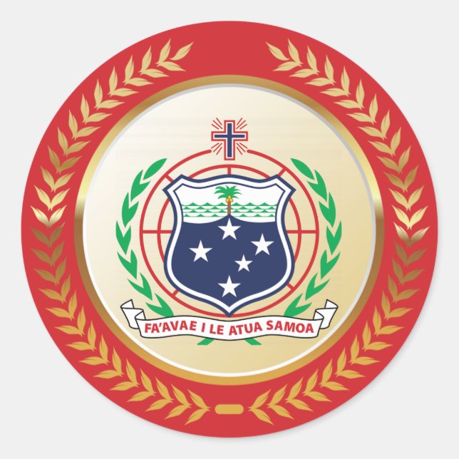 Pegatina Redonda Escudo de armas de Samoa (Anverso)
