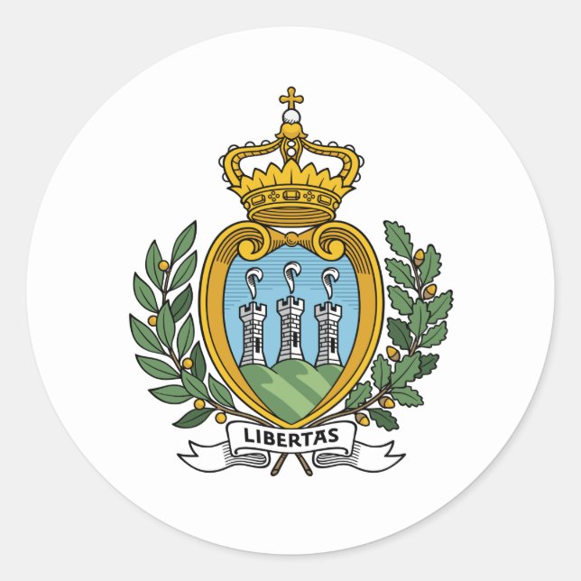 Pegatina Redonda Escudo de armas de Samoa, San Marino (Anverso)