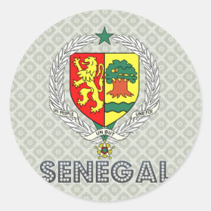 Pegatina Redonda Escudo de armas de Senegal