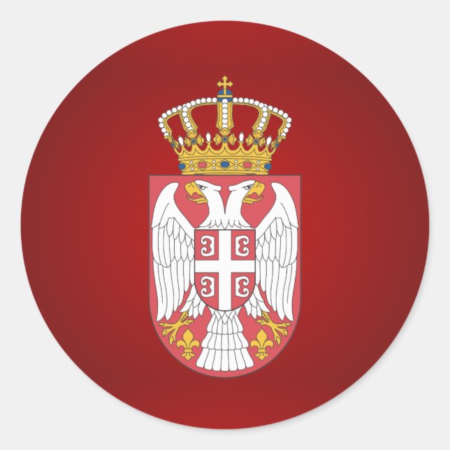Pegatina Redonda Escudo de armas de Serbia (Anverso)