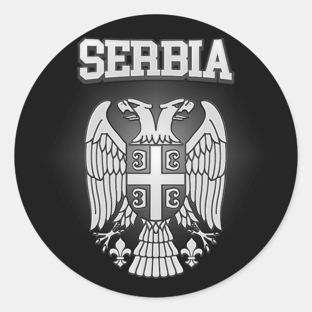 Pegatina Redonda Escudo de armas de Serbia (Anverso)