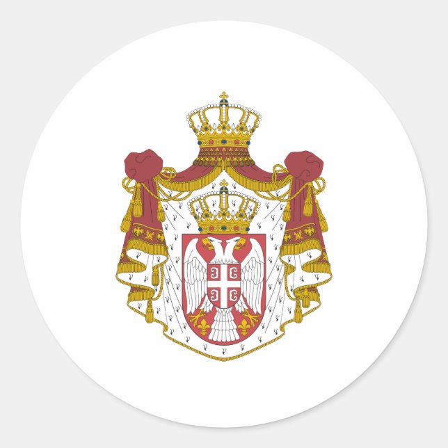 Pegatina Redonda Escudo de armas de Serbia (Anverso)