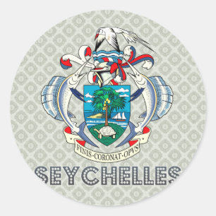 Pegatina Redonda Escudo de armas de Seychelles