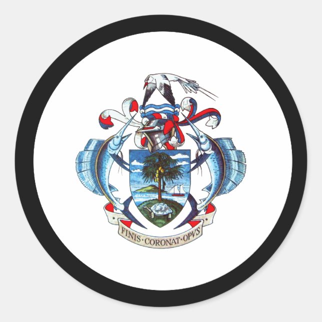 Pegatina Redonda Escudo de armas de Seychelles (Anverso)
