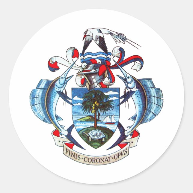 Pegatina Redonda Escudo de armas de Seychelles (Anverso)