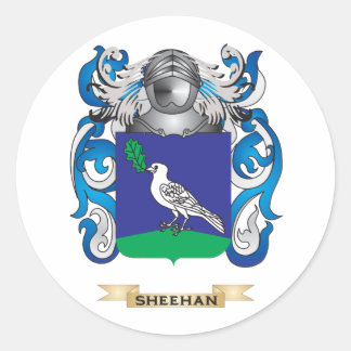 Pegatina Redonda Escudo de armas de Sheehan (escudo familiar)