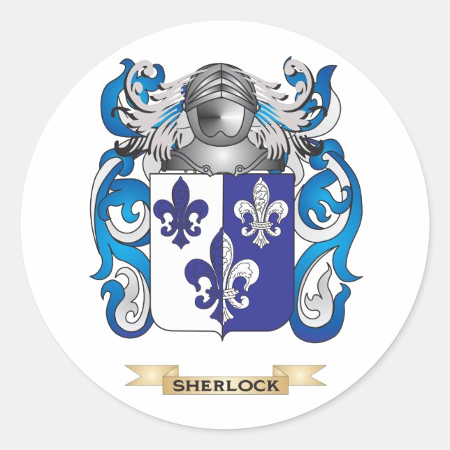 Pegatina Redonda Escudo de armas de Sherlock (reposo familiar) (Anverso)