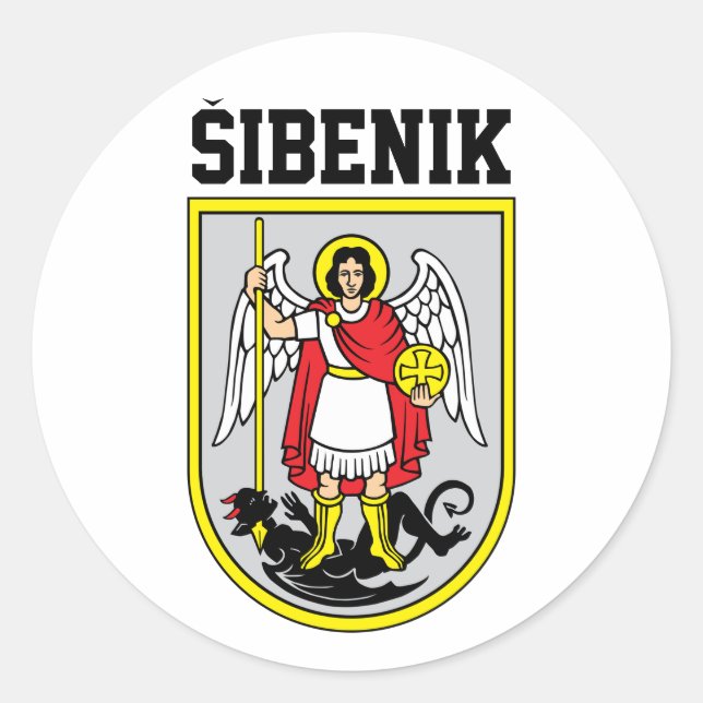 Pegatina Redonda Escudo de armas de Šibenik - Croacia (Anverso)