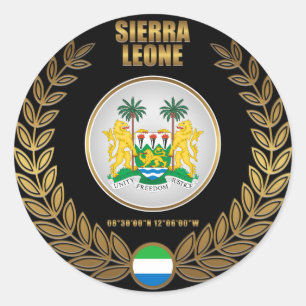Pegatina Redonda Escudo de armas de Sierra Leona