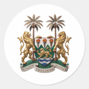 Pegatina Redonda Escudo de armas de Sierra Leona símbolo emblema ba