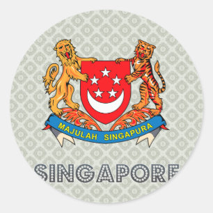 Pegatina Redonda Escudo de armas de Singapur
