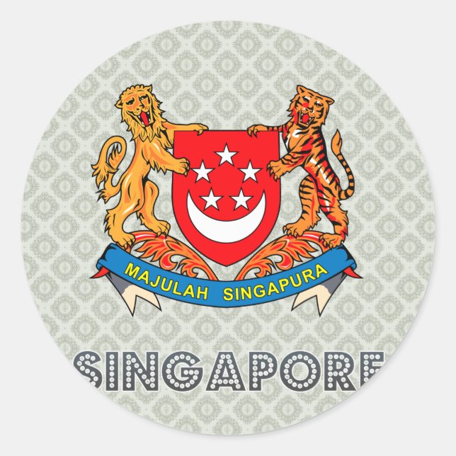 Pegatina Redonda Escudo de armas de Singapur (Anverso)
