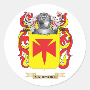 Pegatina Redonda Escudo de armas de Skidmore (escudo de la familia)