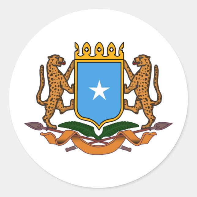 Pegatina Redonda Escudo de armas de Somalia (Anverso)