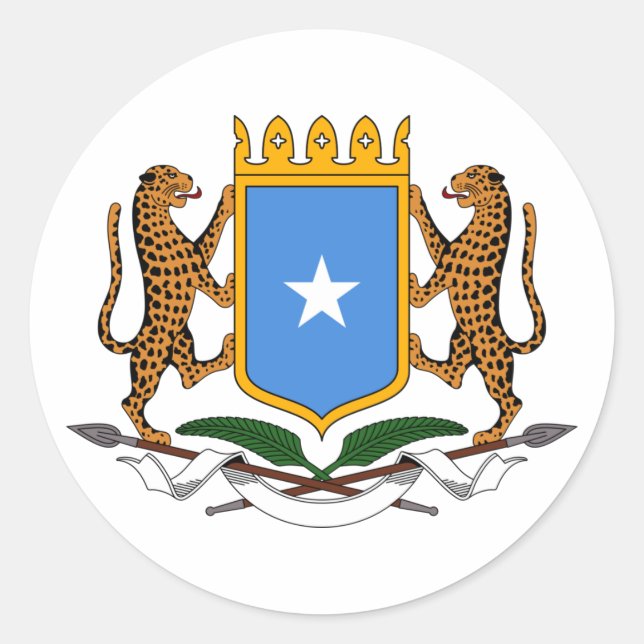 Pegatina Redonda Escudo de armas de Somalia (Anverso)