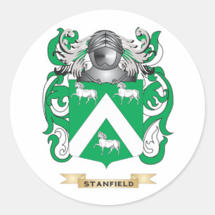 Pegatina Redonda Escudo de armas de Stanfield (escudo familiar)