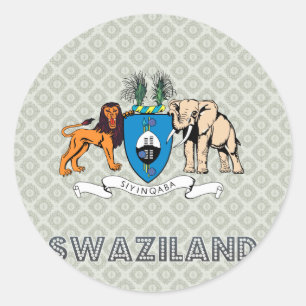 Pegatina Redonda Escudo de armas de Swazilandia