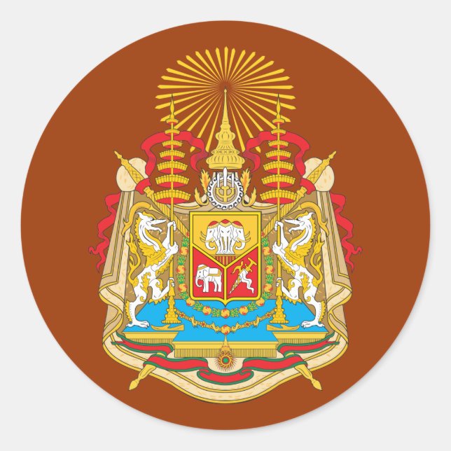 Pegatina Redonda Escudo de armas de Tailandia (Anverso)