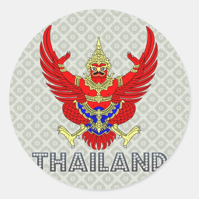 Pegatina Redonda Escudo de armas de Tailandia (Anverso)