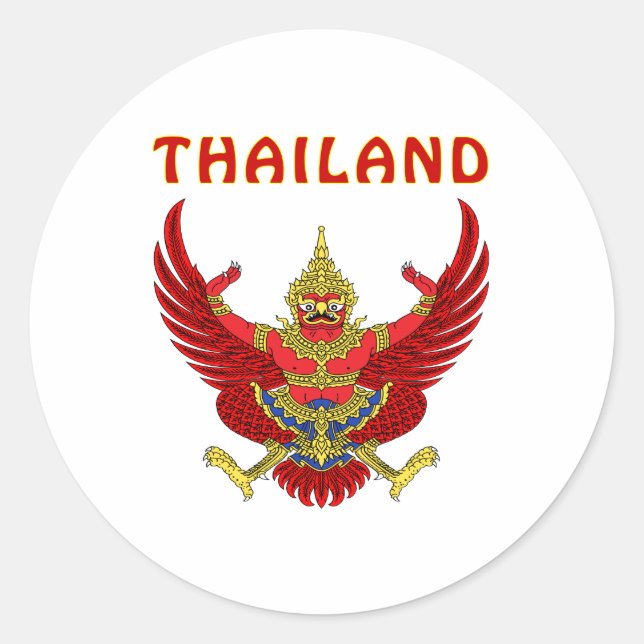 Pegatina Redonda Escudo De Armas De Tailandia (Anverso)