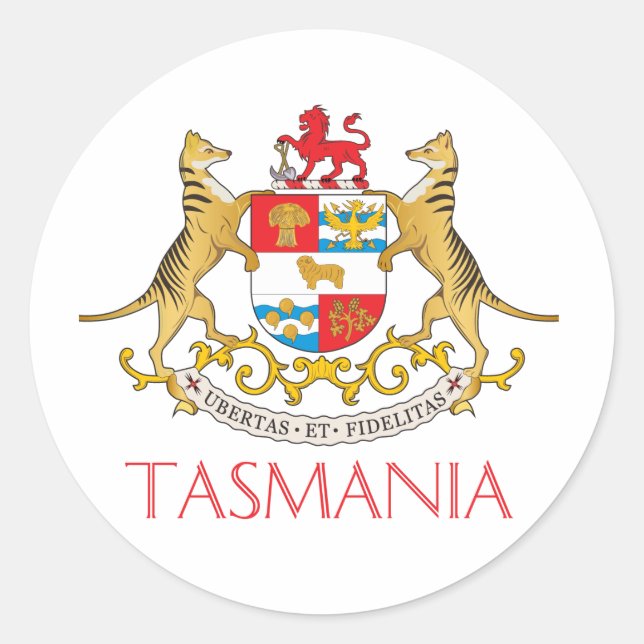Pegatina Redonda Escudo de armas de Tasmania (Anverso)