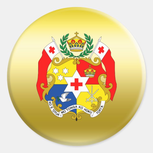 Pegatina Redonda Escudo de armas de Tonga (Anverso)