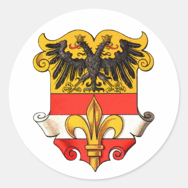 Pegatina Redonda Escudo de armas de Trieste 1467-1919 (Anverso)