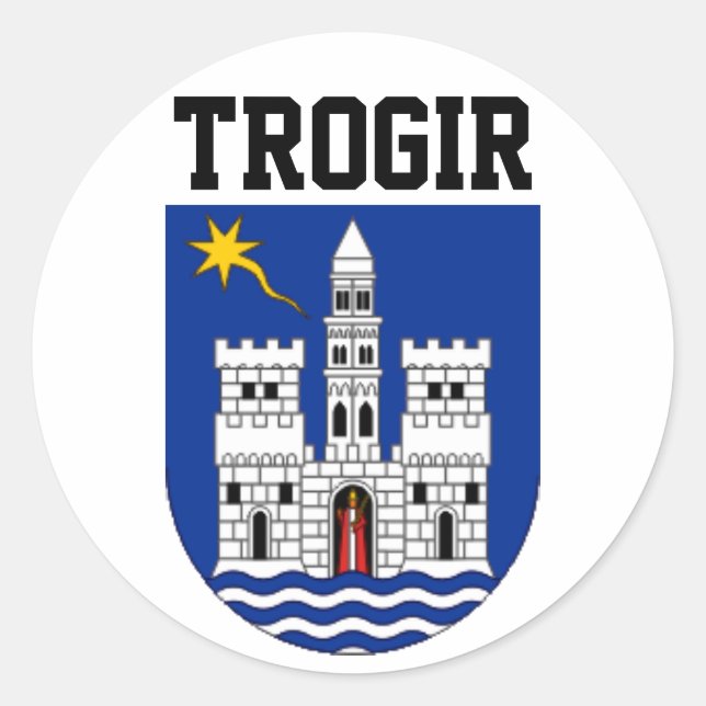 Pegatina Redonda Escudo de armas de Trogir (Croacia) (Anverso)